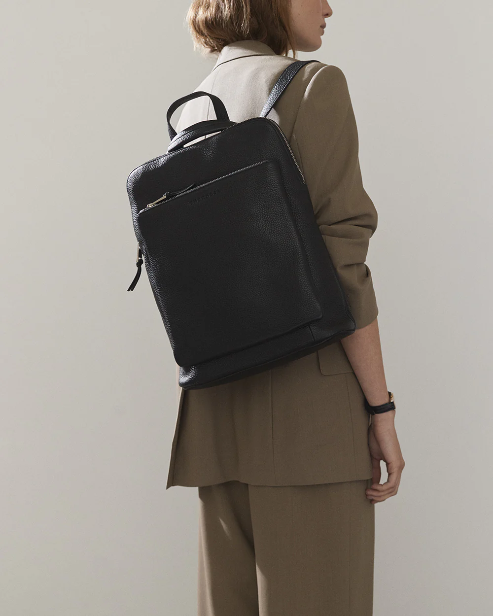 Backpack: Black Pebbled Leather - Image 5