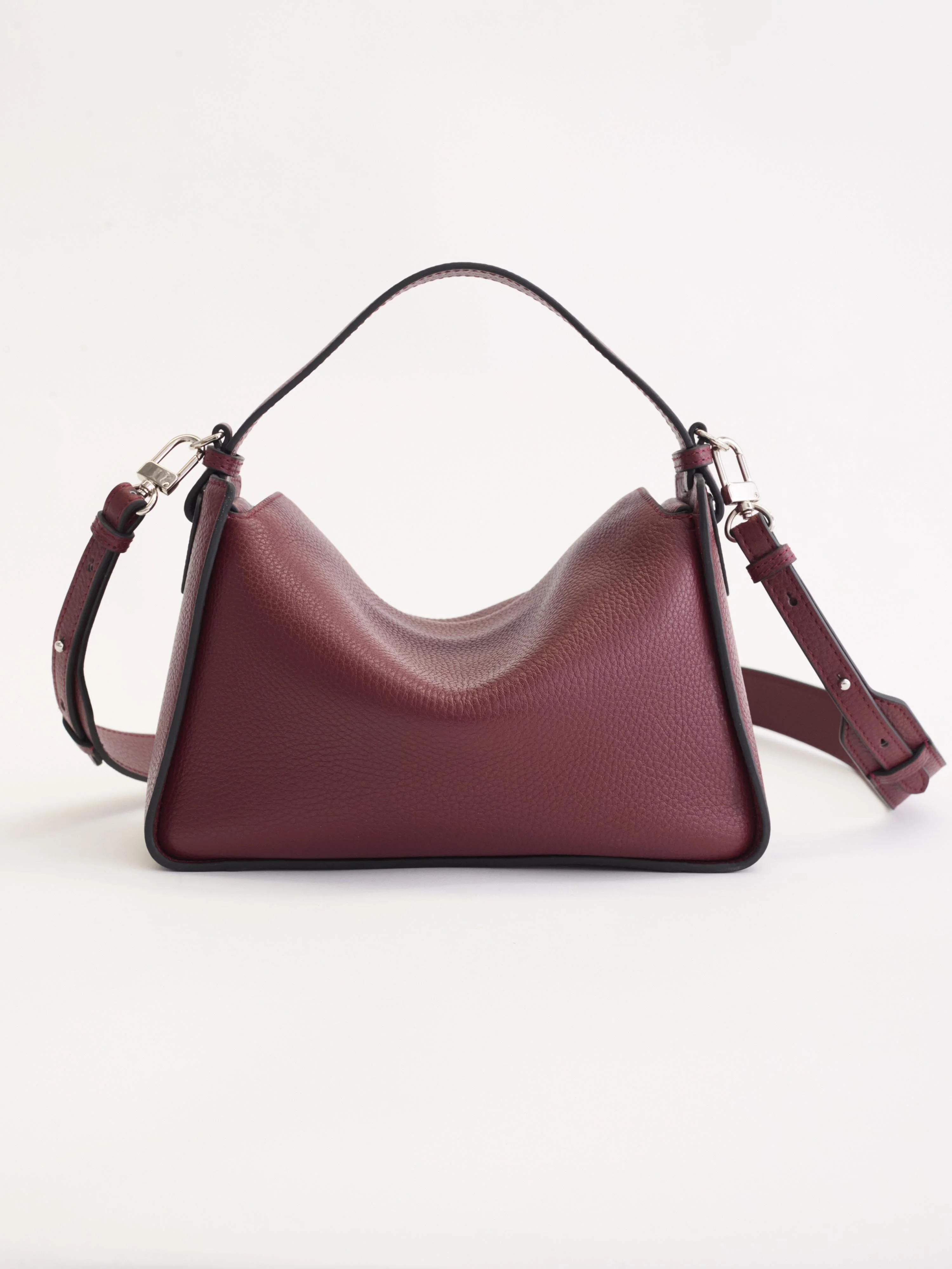 Clementine Bag: Burgundy Pebbled Leather - Image 10