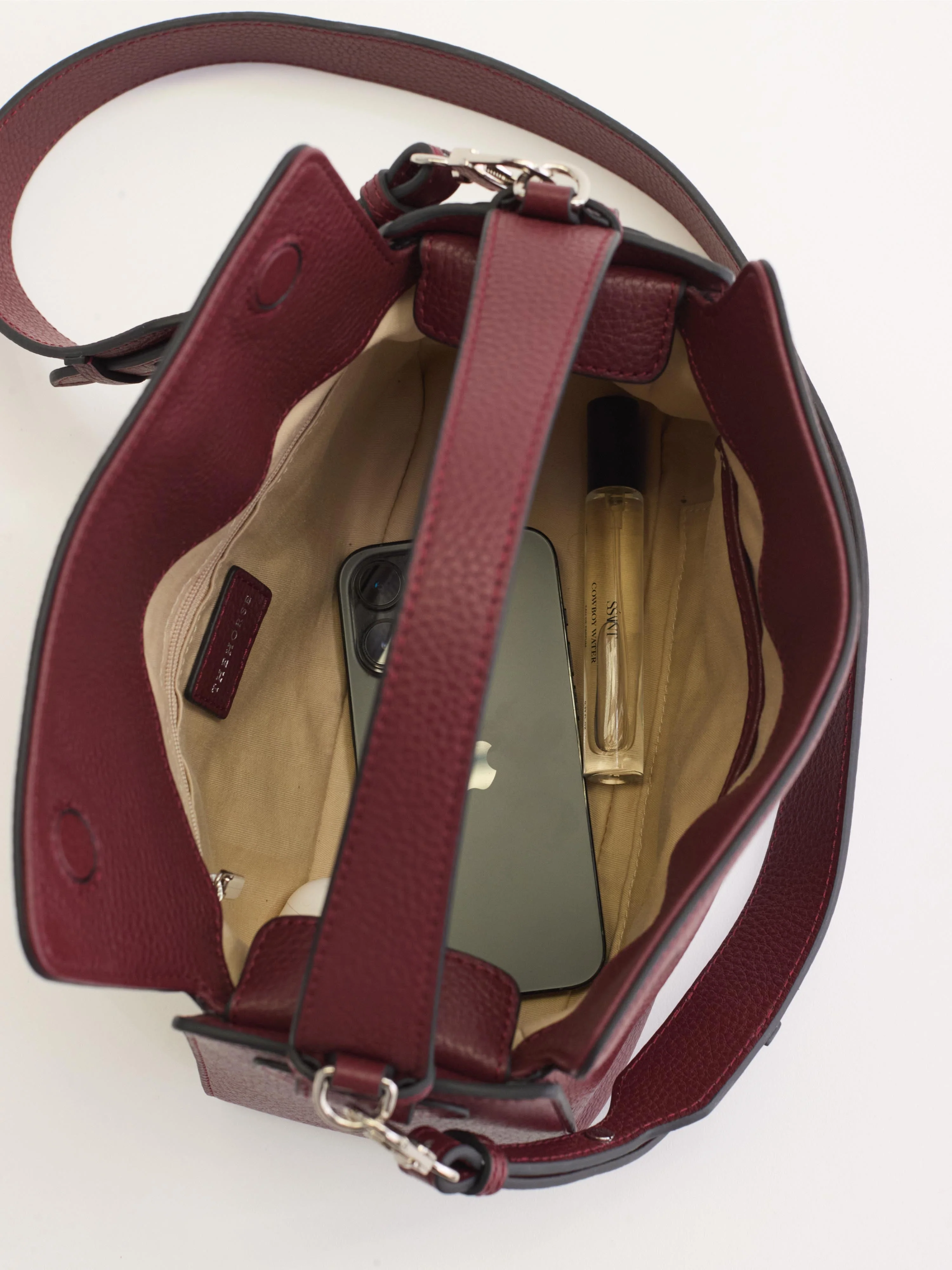 Clementine Bag: Burgundy Pebbled Leather - Image 12