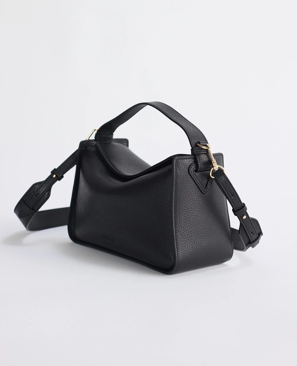 Clementine Bag: Black Pebbled Leather with Gold - Image 2
