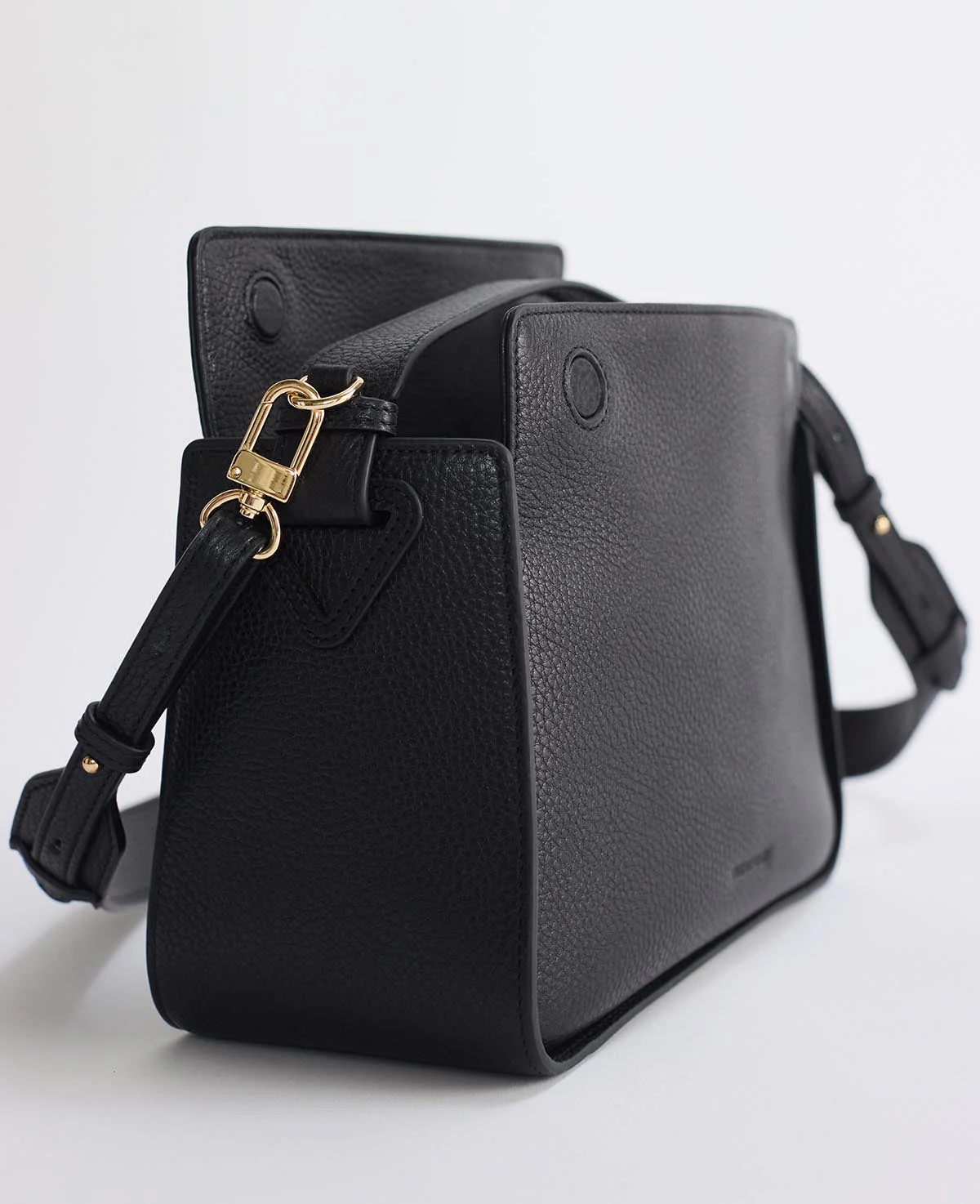 Clementine Bag: Black Pebbled Leather with Gold - Image 8
