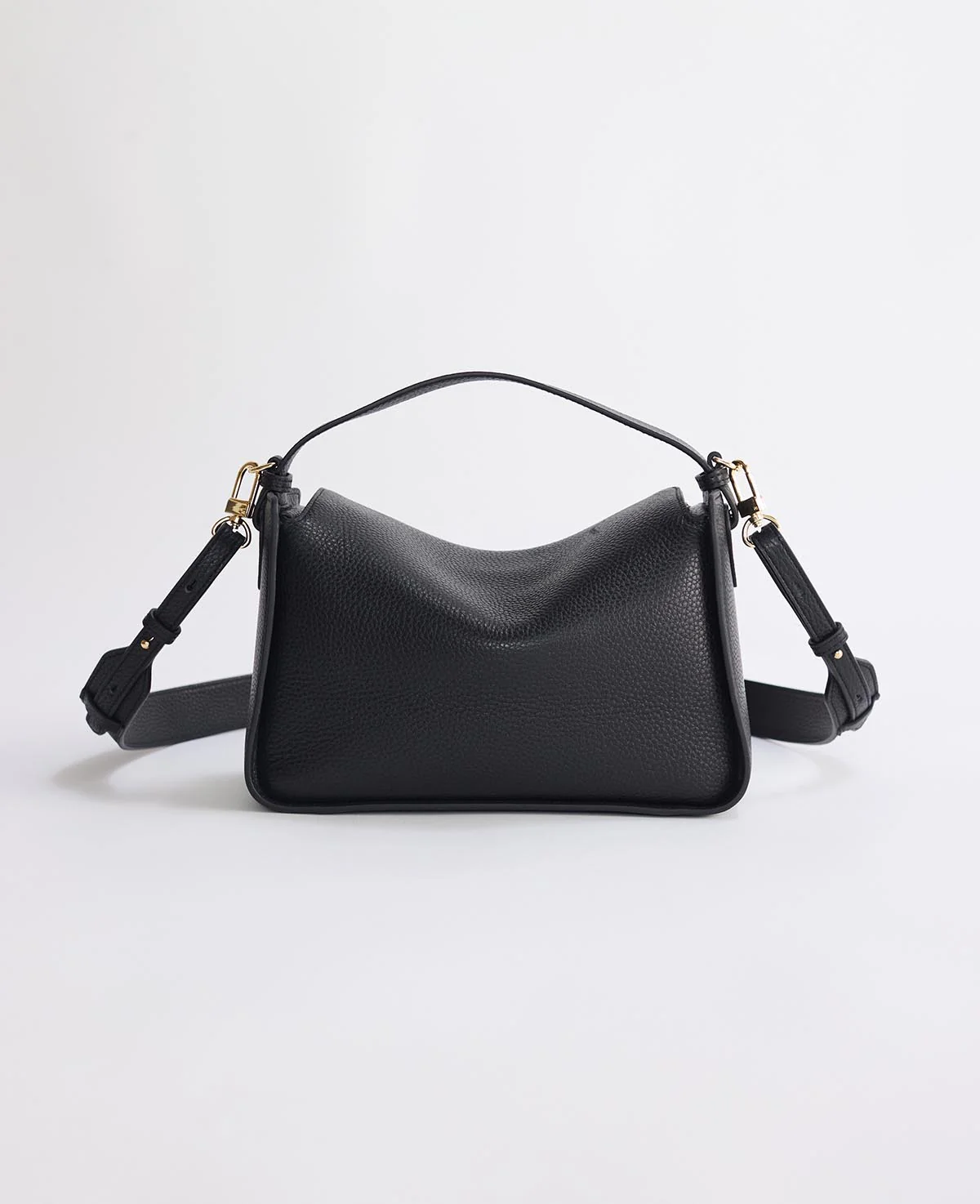 Clementine Bag: Black Pebbled Leather with Gold - Image 9