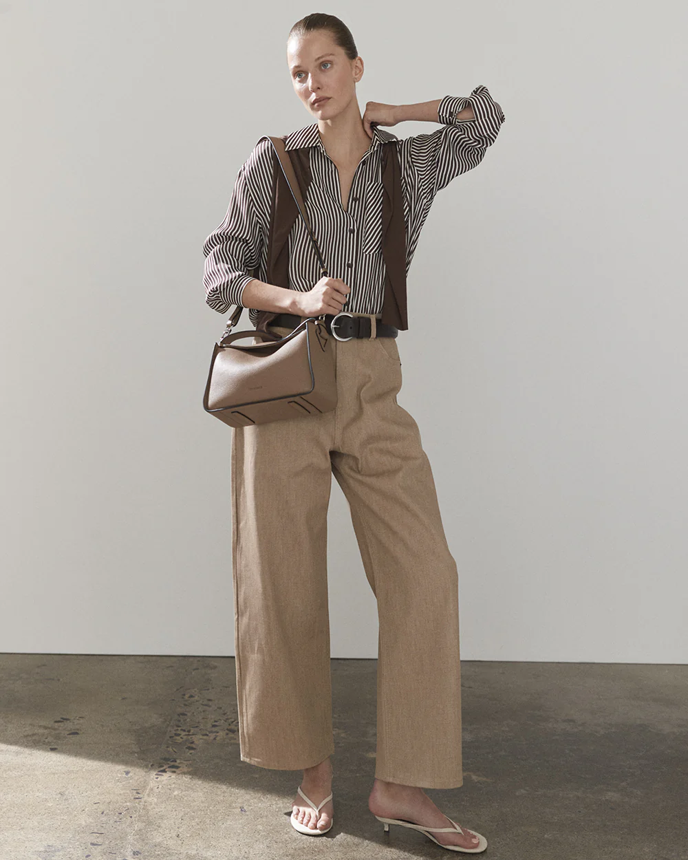 Clementine Bag: Taupe Pebbled Leather - Image 6