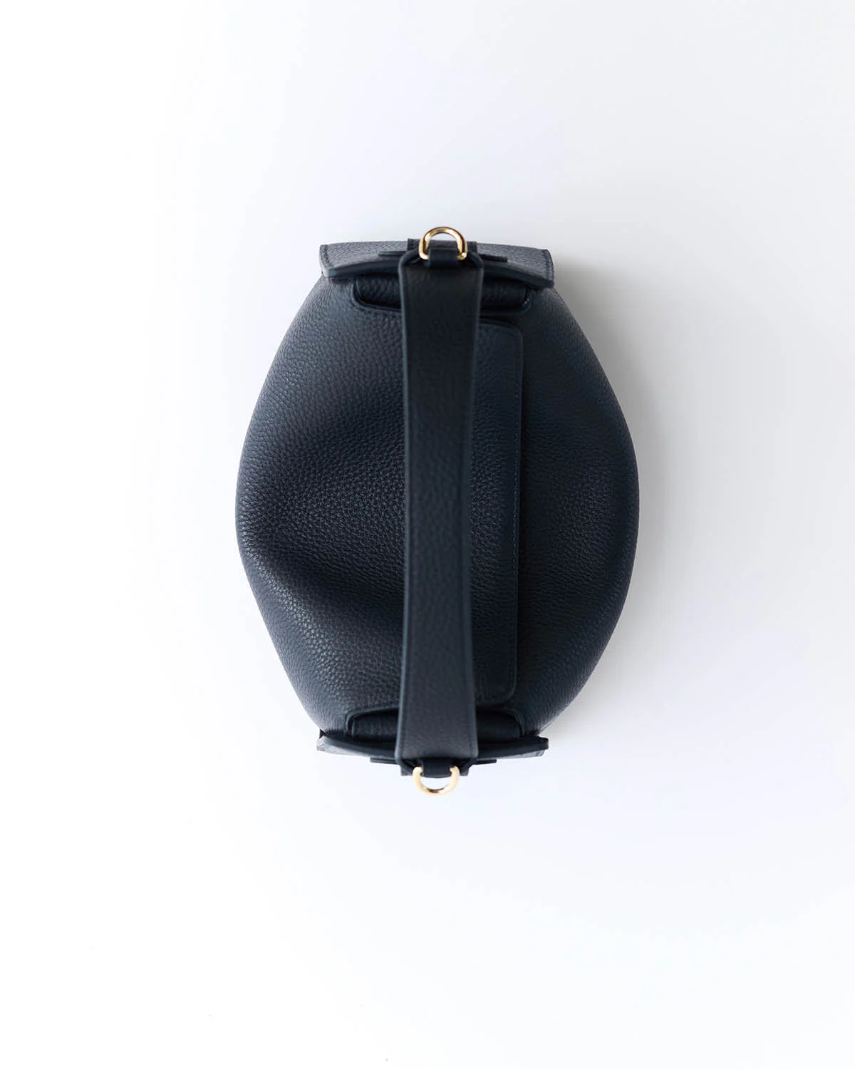 Clementine Bag: Dark Navy Pebbled Leather with Gold - Image 5