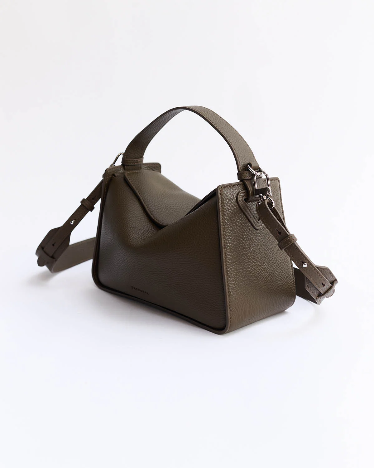 Clementine Bag: Khaki Green Pebbled Leather - Image 2