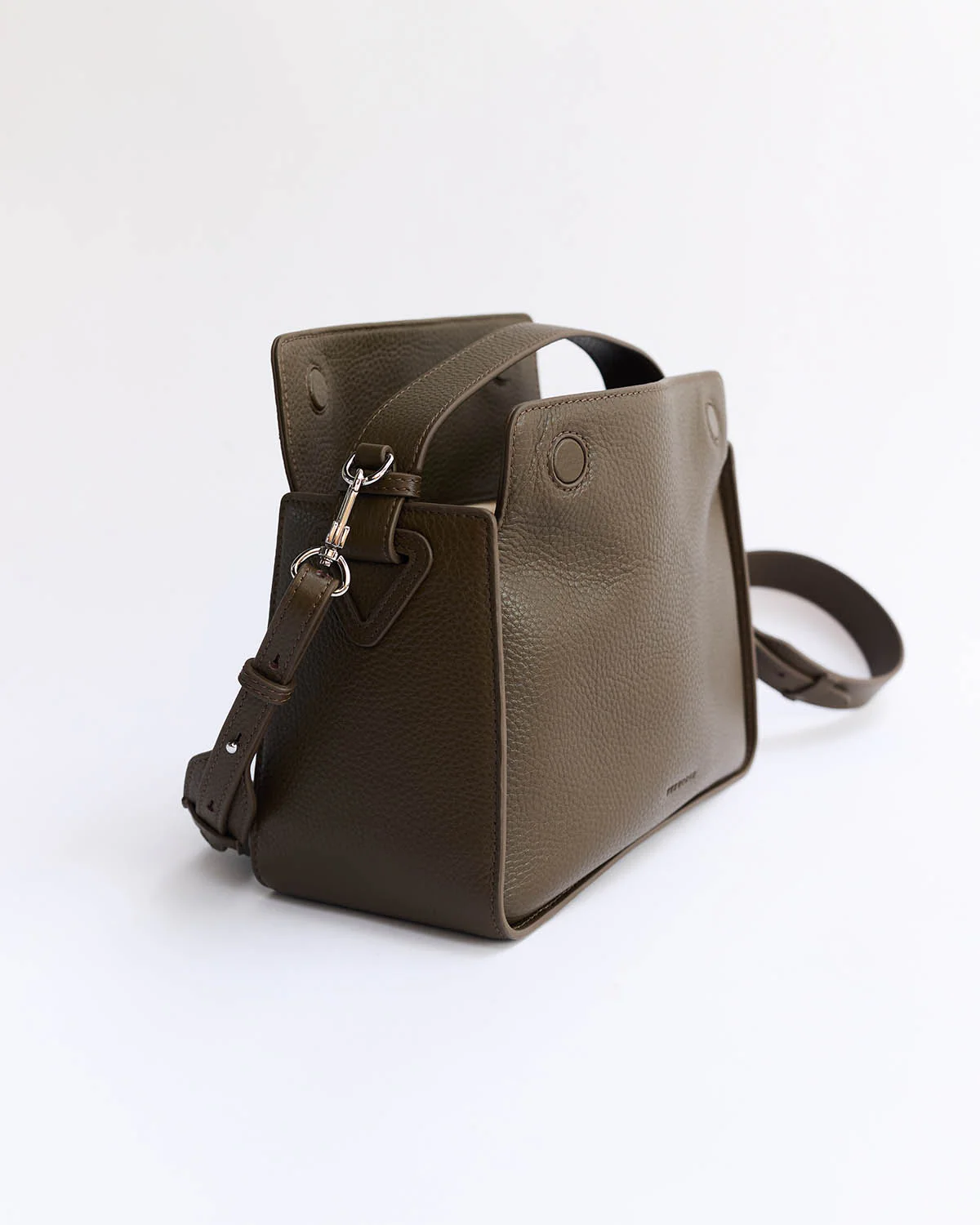 Clementine Bag: Khaki Green Pebbled Leather - Image 7
