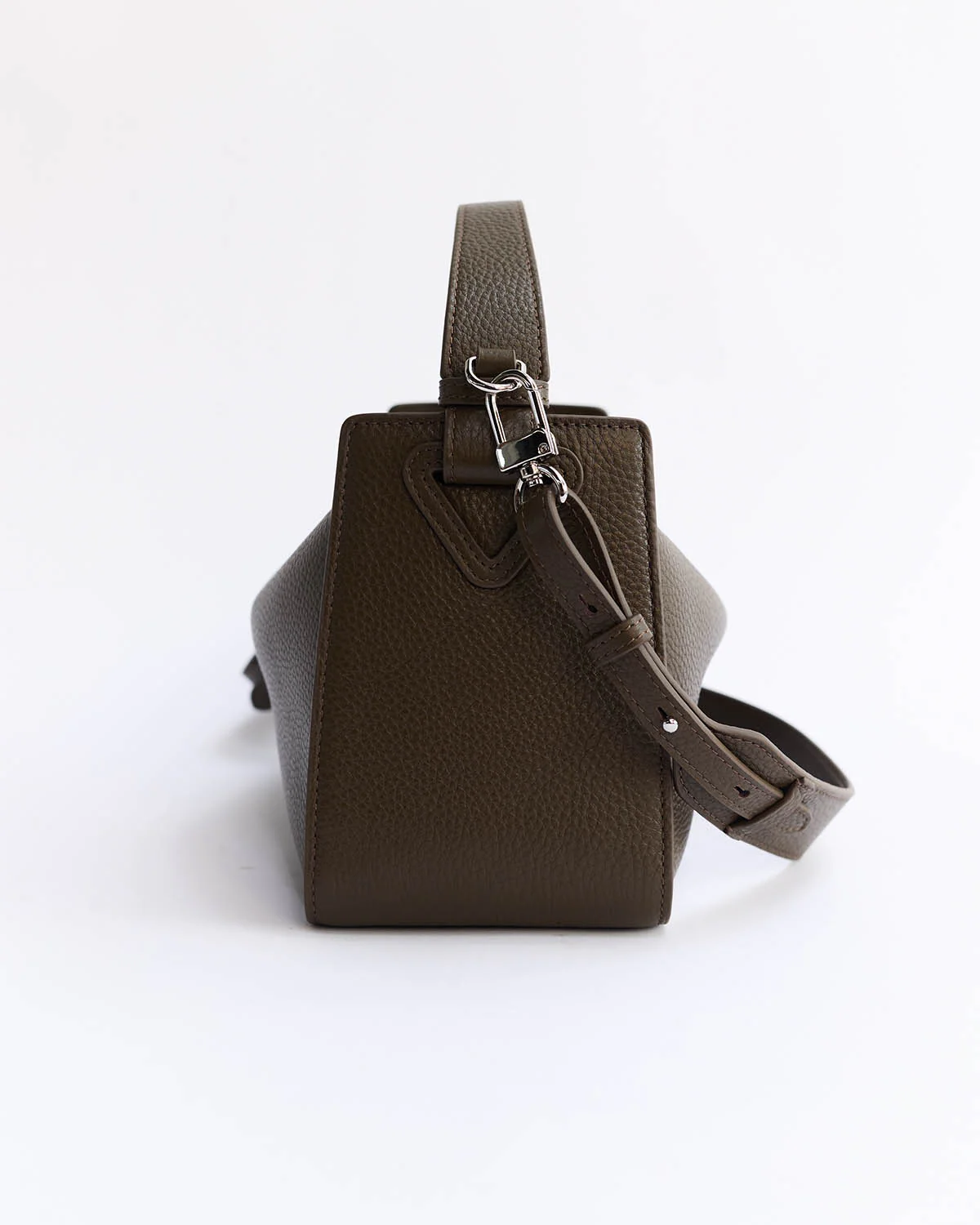 Clementine Bag: Khaki Green Pebbled Leather - Image 8