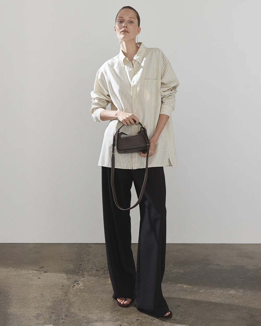 Mini Clementine Bag: Charcoal Pebbled Leather with Gold - Image 7