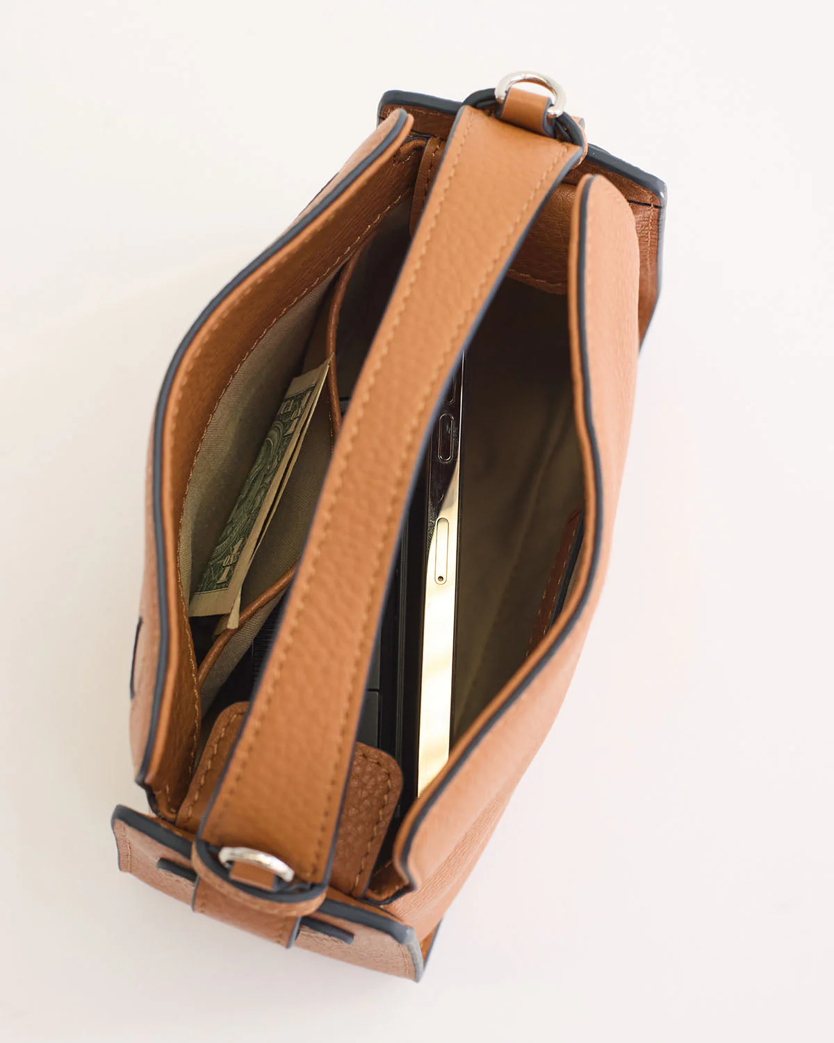 Mini Clementine Bag: Tan Pebbled Leather - Image 11