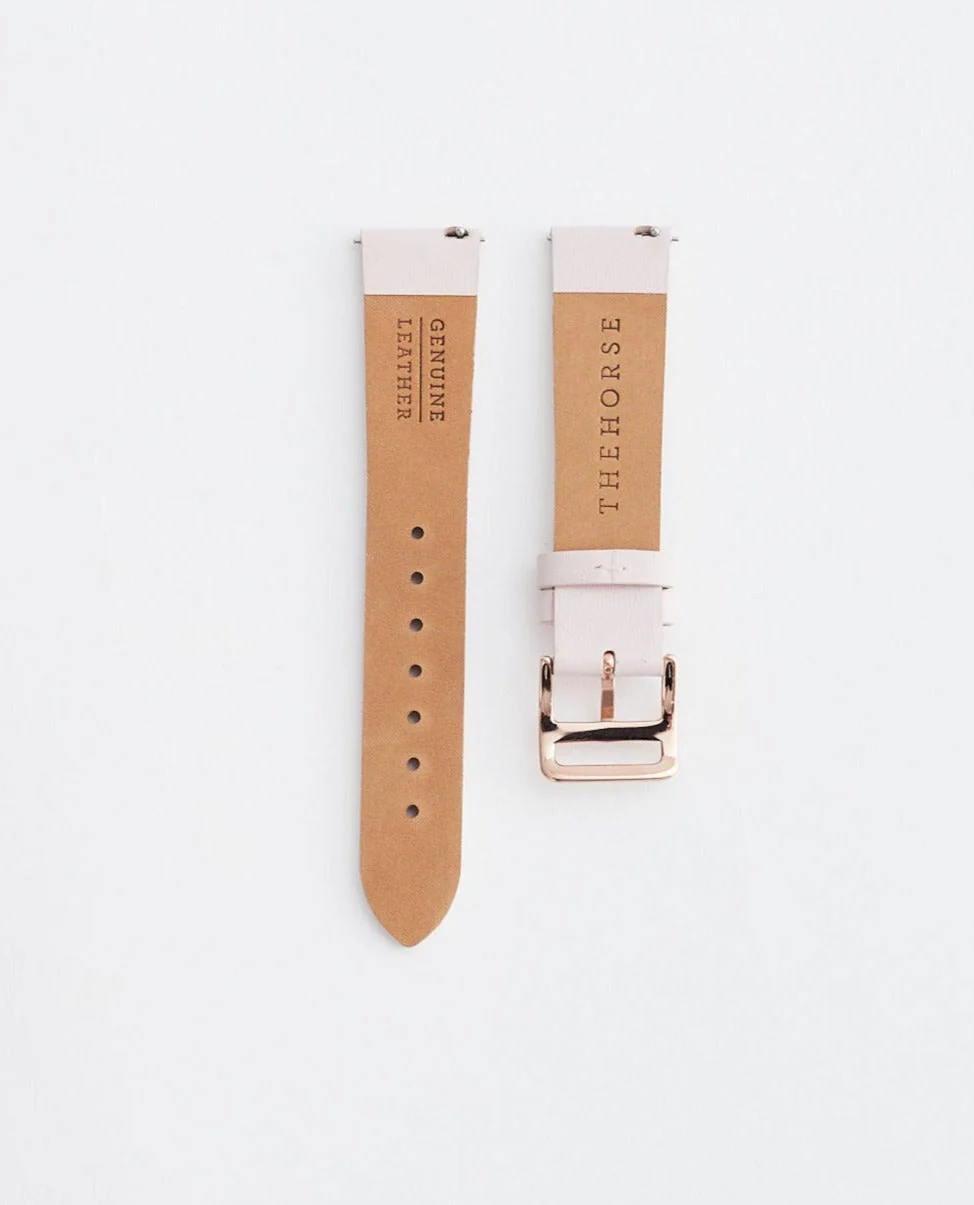 The 18mm Dress Watch Strap: Pink Leather / Rose Gold Strap - Image 2
